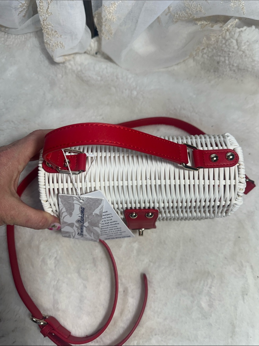 Tommy Bahama rattan basket crossbody bag - Picture 5 of 6